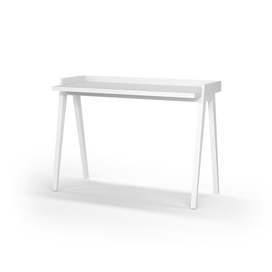 Escritorio de melamina con patas de madera de haya lacada, diseño elegante y funcional, ideal para hogar y oficina, maussa, blanco