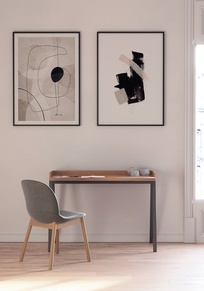 Escritorio de melamina con patas de madera de haya lacada, diseño elegante y funcional, ideal para hogar y oficina, maussa, nogal, grafito