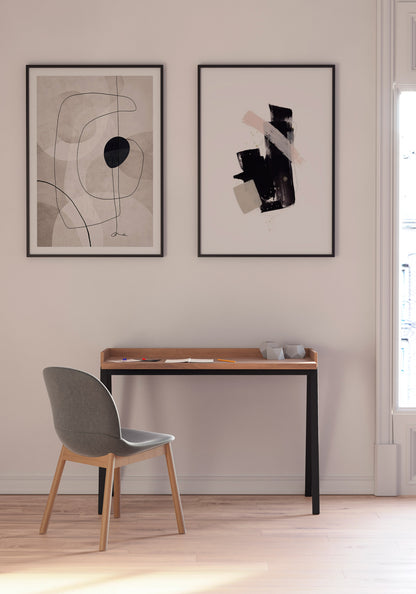 Escritorio de melamina con patas de madera de haya lacada, diseño elegante y funcional, ideal para hogar y oficina, maussa, nogal, grafito