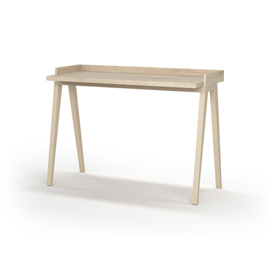 Escritorio de melamina con patas de madera de haya lacada, diseño elegante y funcional, ideal para hogar y oficina, maussa, roble
